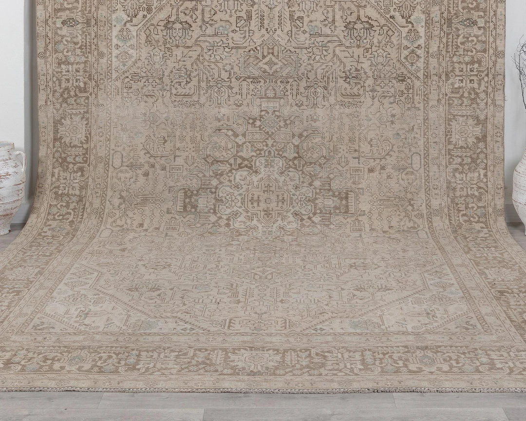 Beige Turkish Oushak Rug 9' 4" x 12' 4" Hand-Knotted | No. VR82341