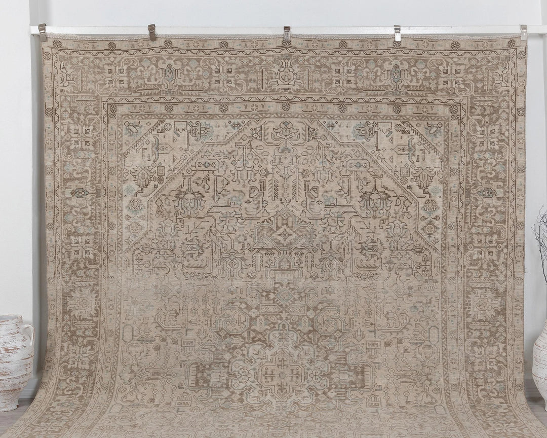 Beige Turkish Oushak Rug 9' 4" x 12' 4" Hand-Knotted | No. VR82341