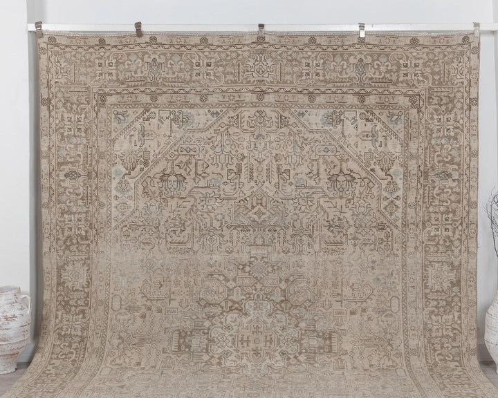 Beige Turkish Oushak Rug 9' 4" x 12' 4" Hand-Knotted | No. VR82341