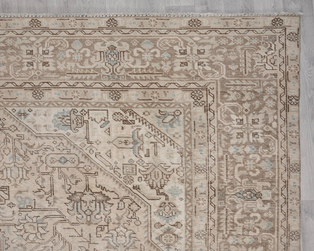 Beige Turkish Oushak Rug 9' 4" x 12' 4" Hand-Knotted | No. VR82341