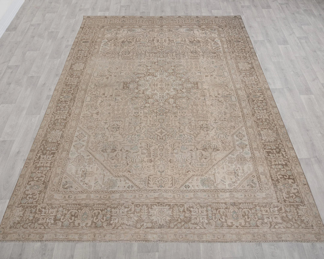 Beige Turkish Oushak Rug 9' 4" x 12' 4" Hand-Knotted | No. VR82341