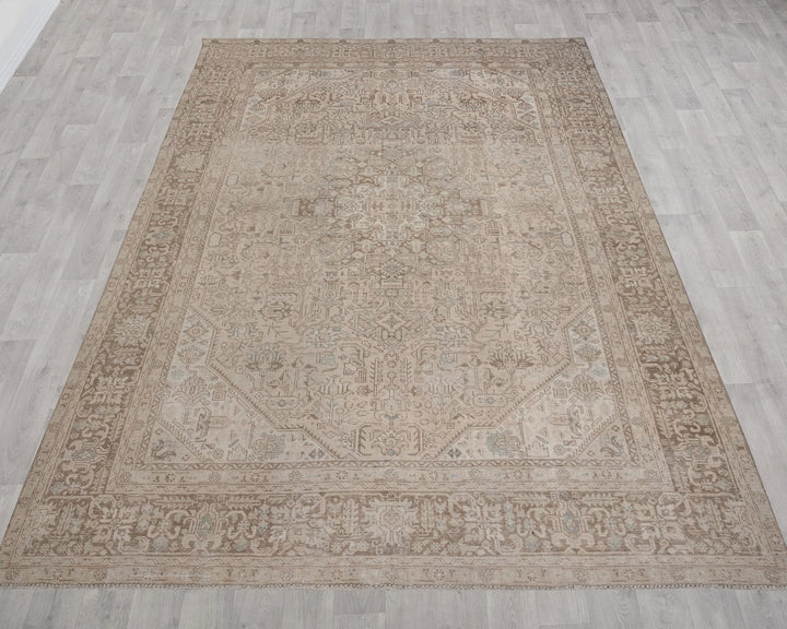 Beige Turkish Oushak Rug 9' 4" x 12' 4" Hand-Knotted | No. VR82341
