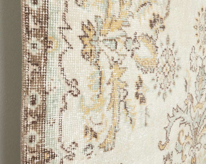 Beige Turkish Oushak Rug 3' 8" x 7' Hand-Knotted | No. VR82566