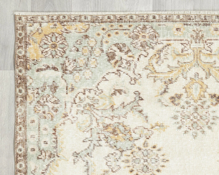 Beige Turkish Oushak Rug 3' 8" x 7' Hand-Knotted | No. VR82566