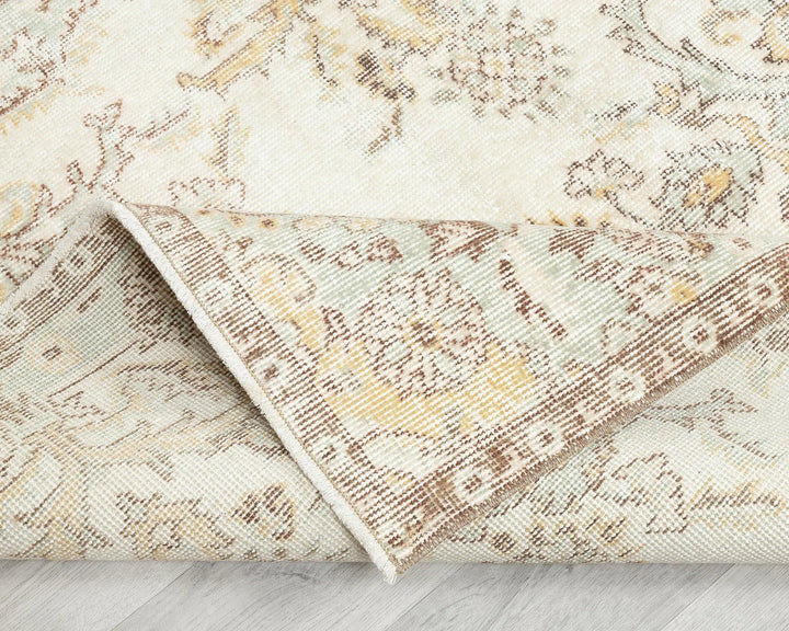 Beige Turkish Oushak Rug 3' 8" x 7' Hand-Knotted | No. VR82566