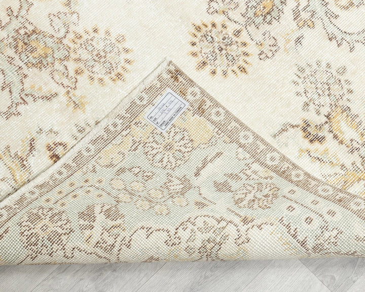 Beige Turkish Oushak Rug 3' 8" x 7' Hand-Knotted | No. VR82566