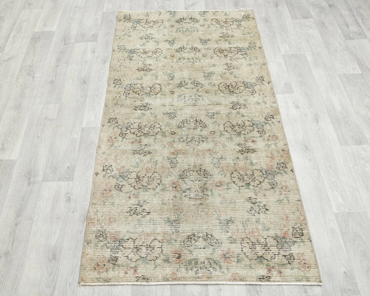 Beige Turkish Oushak Rug 5' 8" x 2' 8" Hand-Knotted | No. VR82665