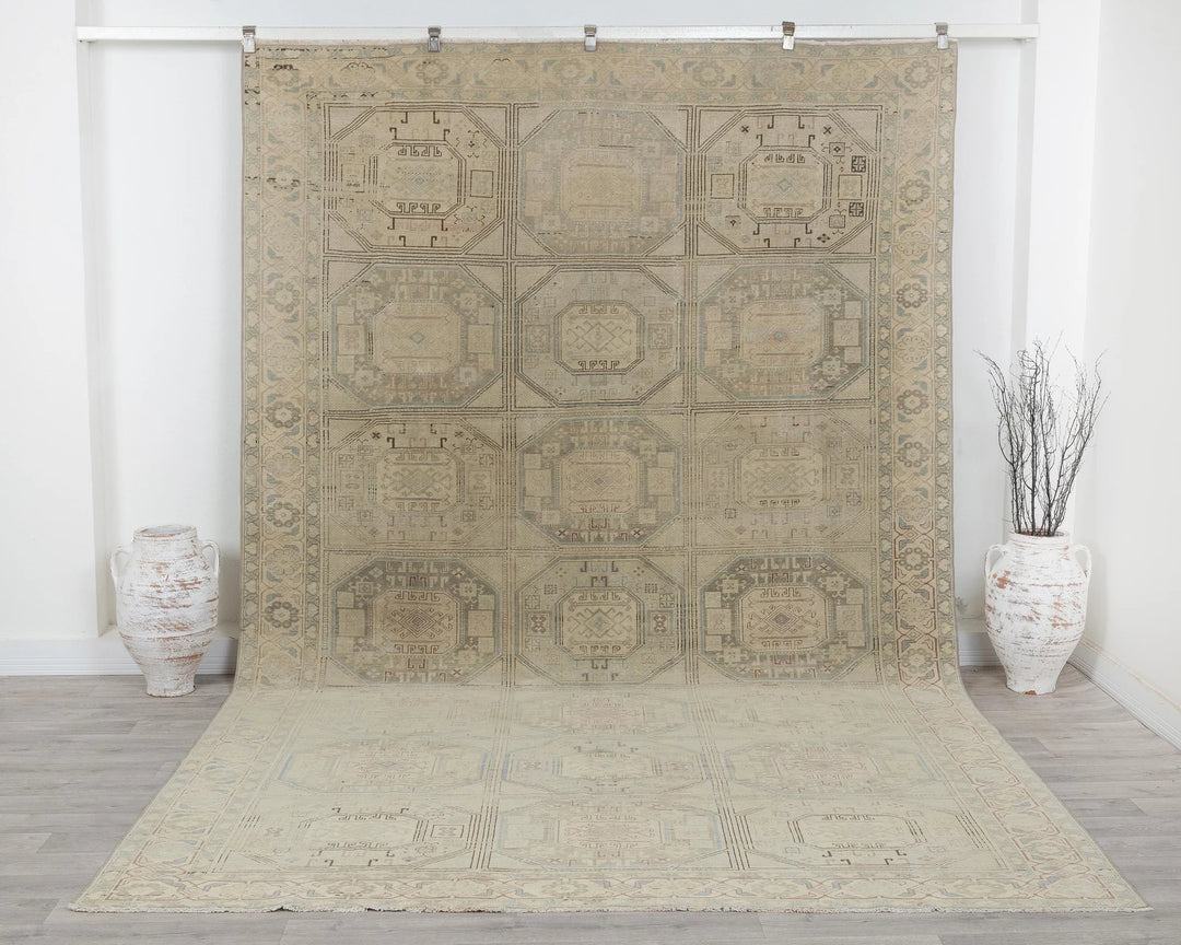 Blue Turkish Oushak Rug 8' x 12' Hand-Knotted