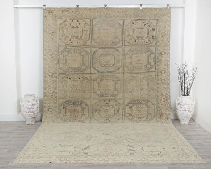 Blue Turkish Oushak Rug 8' x 12' Hand-Knotted