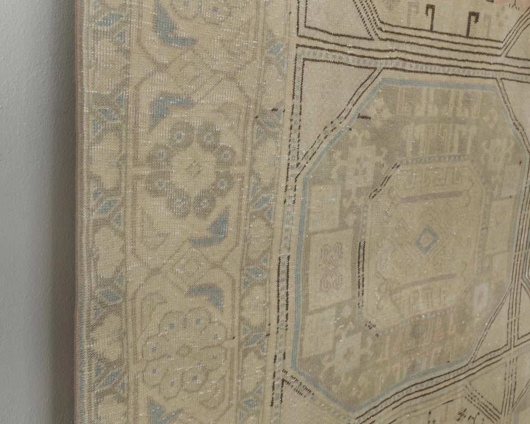Blue Turkish Oushak Rug 8' x 12' Hand-Knotted close-up