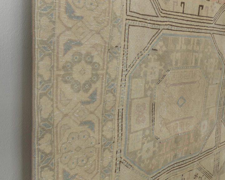 Blue Turkish Oushak Rug 8' x 12' Hand-Knotted close-up