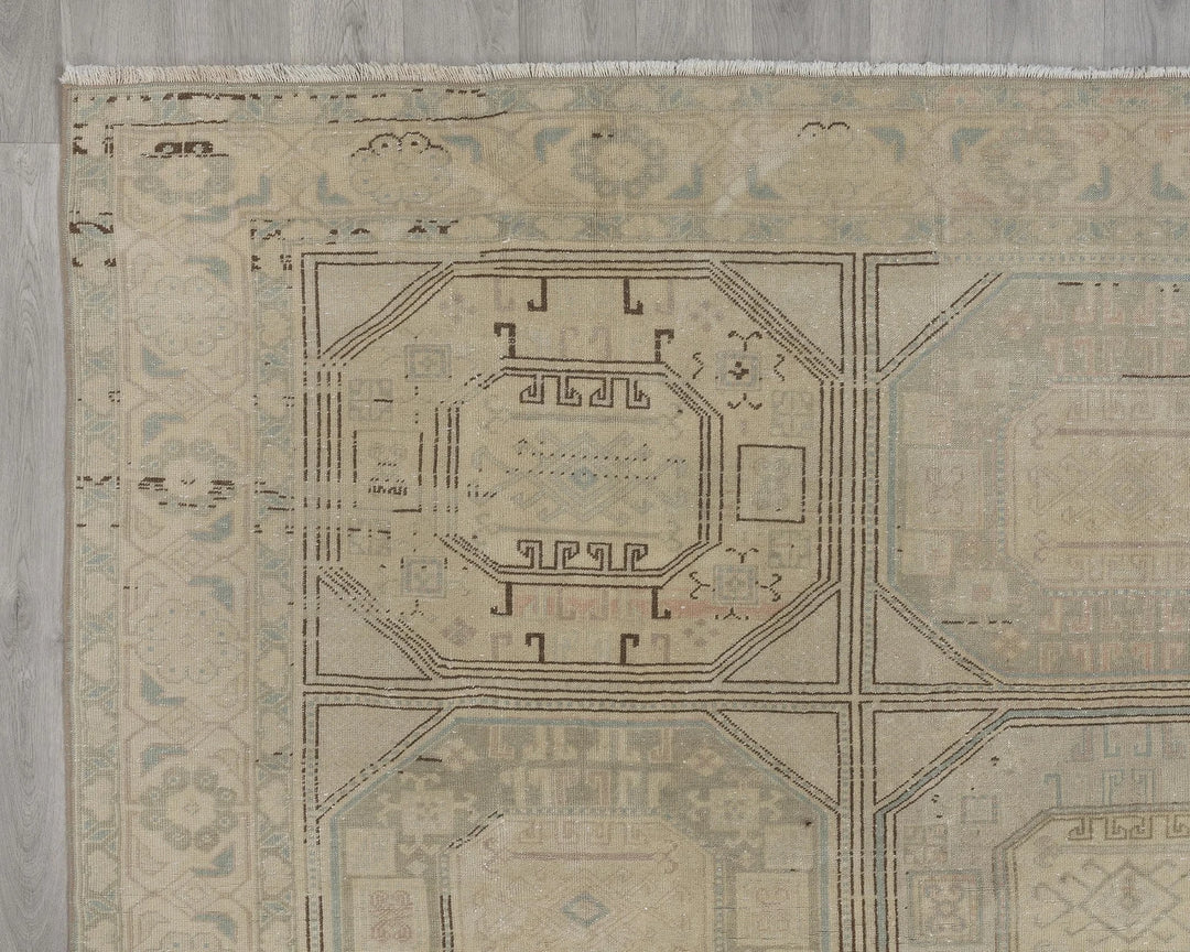 Blue Turkish Oushak Rug 8' x 12' Hand-Knotted pattern