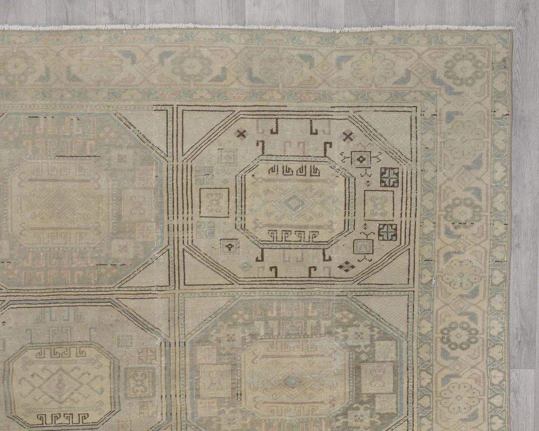 Blue Turkish Oushak Rug 8' x 12' Hand-Knotted border