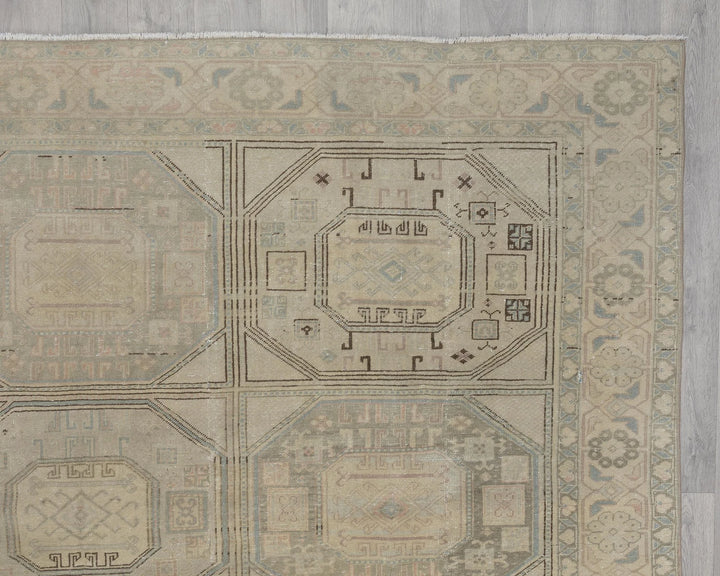 Blue Turkish Oushak Rug 8' x 12' Hand-Knotted border