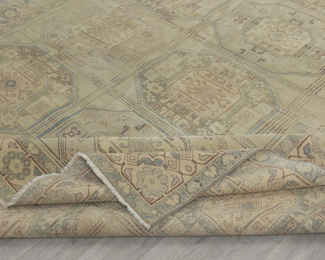 Blue Turkish Oushak Rug 8' x 12' Hand-Knotted texture