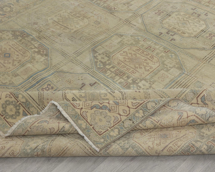 Blue Turkish Oushak Rug 8' x 12' Hand-Knotted texture