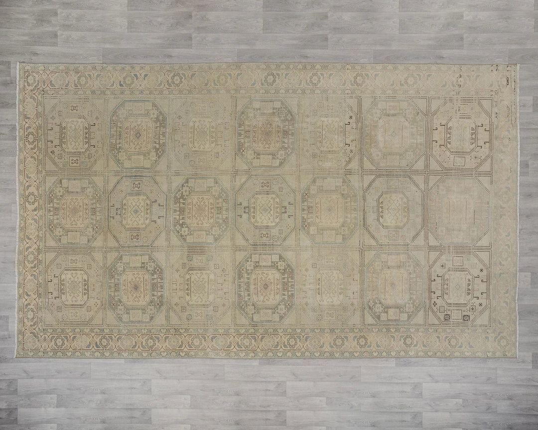 Blue Turkish Oushak Rug 8' x 12' Hand-Knotted reverse