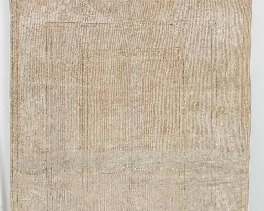 Beige Turkish Oushak Rug 7' 9" x 5' Hand-Knotted | No. VR82764