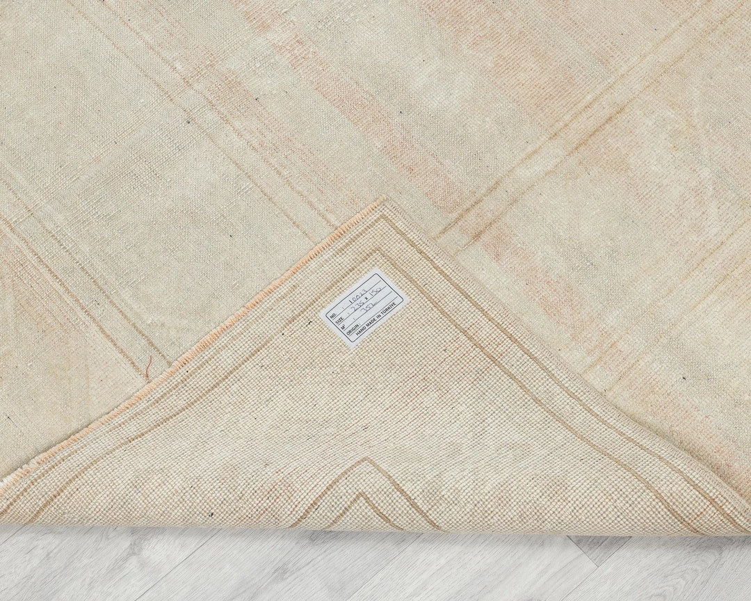 Beige Turkish Oushak Rug 7' 9" x 5' Hand-Knotted | No. VR82764