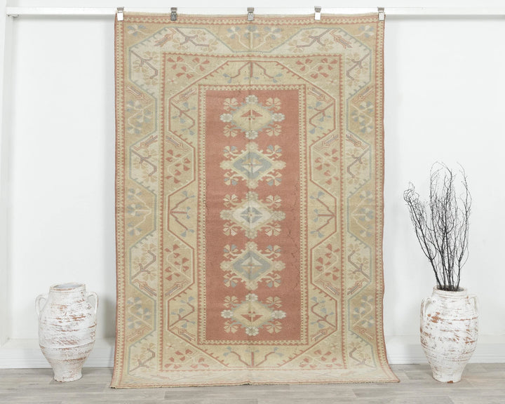 Multicolor Turkish Oushak Rug 5' 3" x 7' 7" Hand-Knotted | No. VR82788