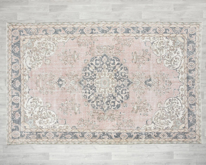 Pink Turkish Oushak Rug 6'10" x 10'2" Hand-Knotted | No. VR82842