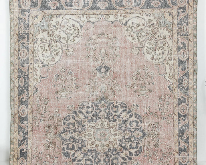 Pink Turkish Oushak Rug 6'10" x 10'2" Hand-Knotted | No. VR82842