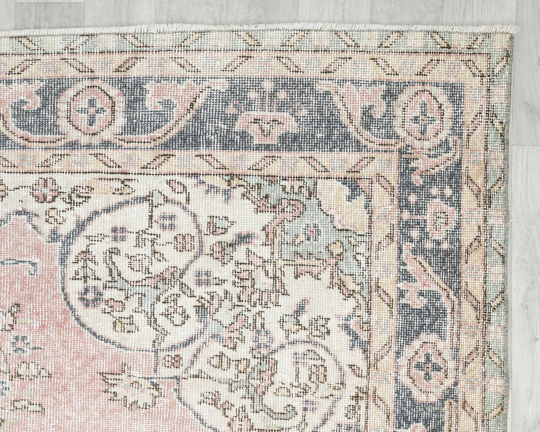 Pink Turkish Oushak Rug 6'10" x 10'2" Hand-Knotted | No. VR82842