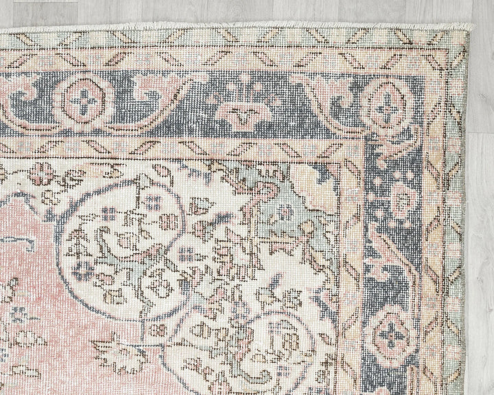 Pink Turkish Oushak Rug 6'10" x 10'2" Hand-Knotted | No. VR82842