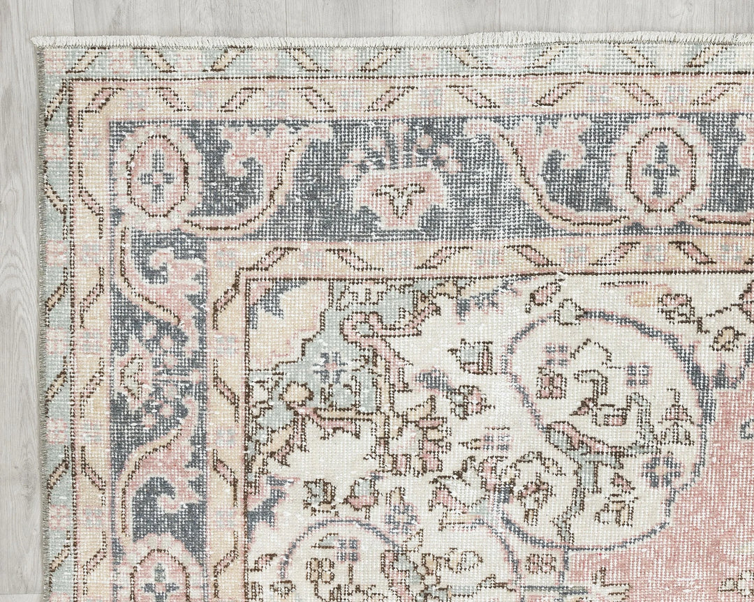 Pink Turkish Oushak Rug 6'10" x 10'2" Hand-Knotted | No. VR82842