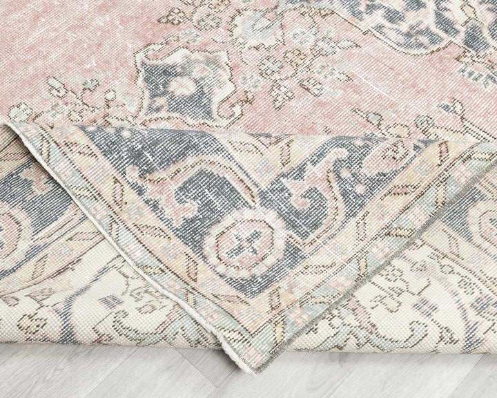 Pink Turkish Oushak Rug 6'10" x 10'2" Hand-Knotted | No. VR82842