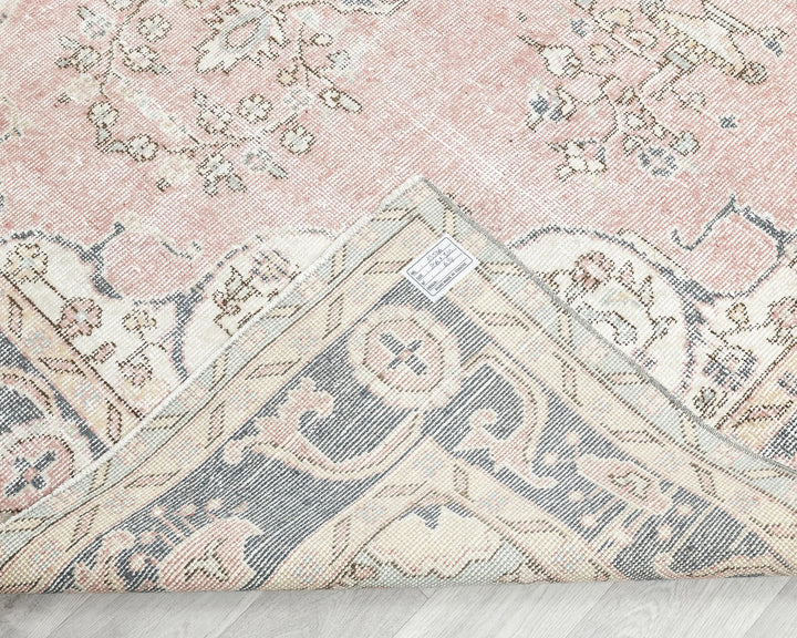Pink Turkish Oushak Rug 6'10" x 10'2" Hand-Knotted | No. VR82842