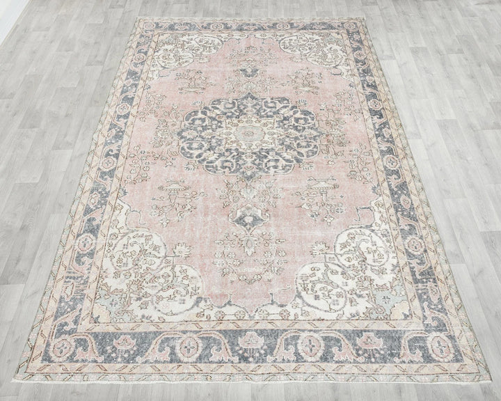 Pink Turkish Oushak Rug 6'10" x 10'2" Hand-Knotted | No. VR82842