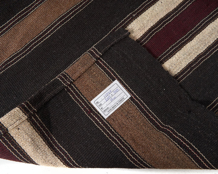 Brown Turkish Kilim Rug 9' 2" x 12' 10" Flat-Weave | No. VR82848