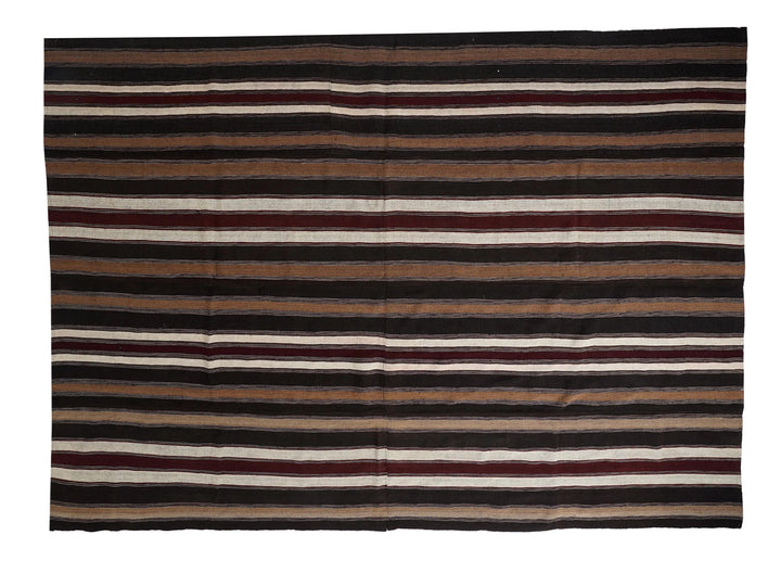 Brown Turkish Kilim Rug 9' 2" x 12' 10" Flat-Weave | No. VR82848