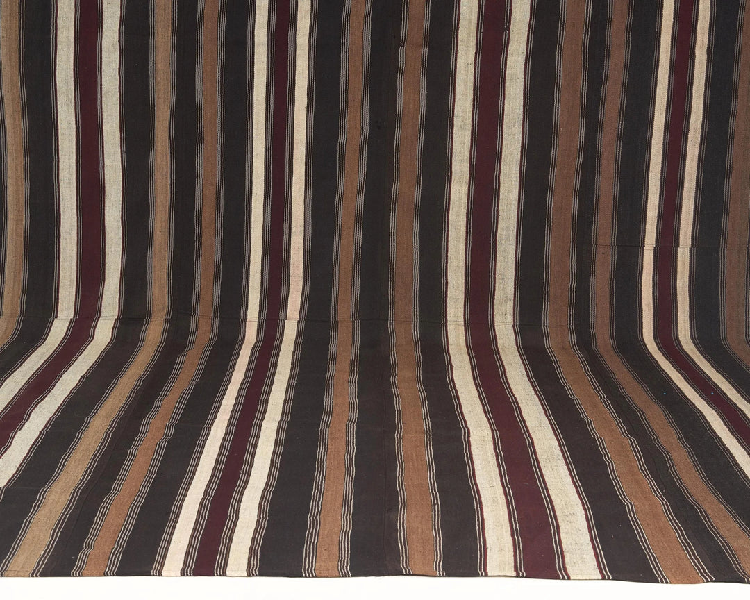 Brown Turkish Kilim Rug 9' 2" x 12' 10" Flat-Weave | No. VR82848