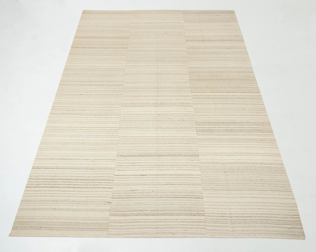 Beige Turkish Kilim Rug 9' 6" x 12' 10" Flat-Weave | No. VR82913
