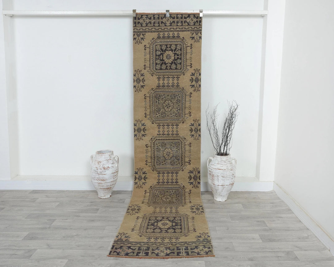 Rust Turkish Oushak Rug 2'7" x 10'7" Hand-Knotted