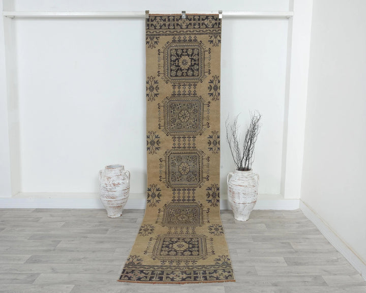 Rust Turkish Oushak Rug 2'7" x 10'7" Hand-Knotted