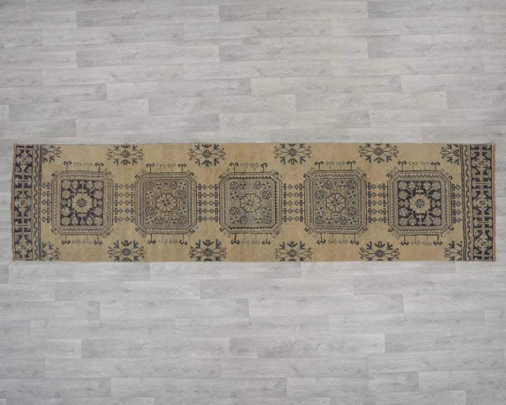 Rust Turkish Oushak Rug 2'7" x 10'7" Hand-Knotted reverse