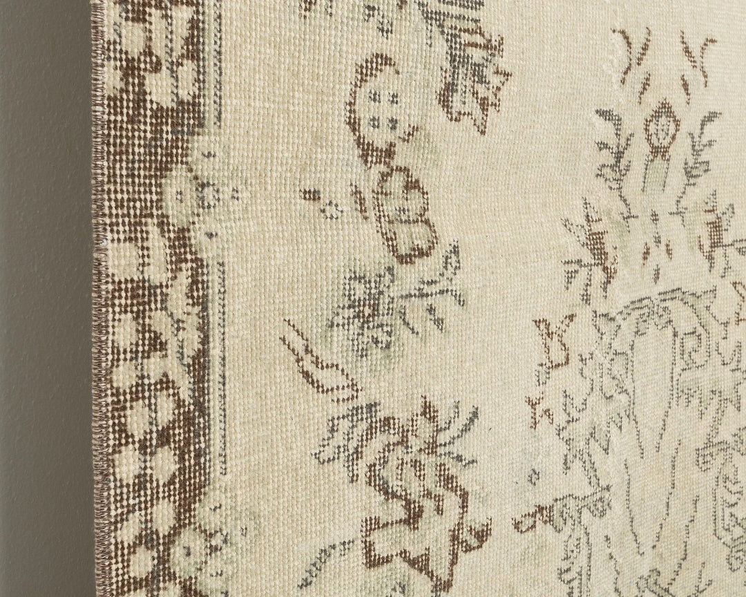Beige Turkish Oushak Rug 3' 11" x 7' 1" Hand-Knotted | No. VR83106