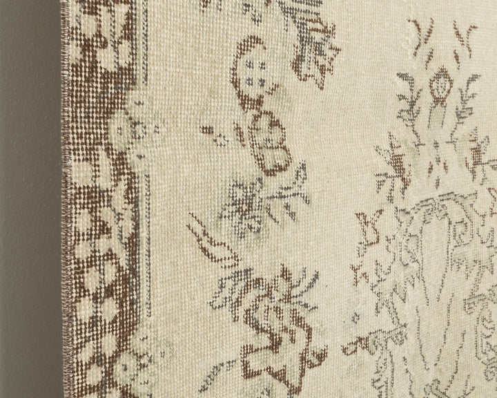 Beige Turkish Oushak Rug 3' 11" x 7' 1" Hand-Knotted | No. VR83106
