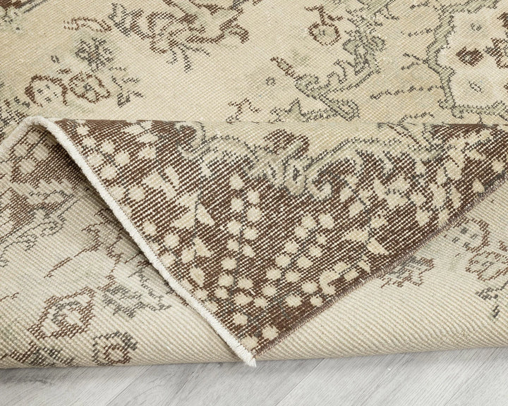 Beige Turkish Oushak Rug 3' 11" x 7' 1" Hand-Knotted | No. VR83106