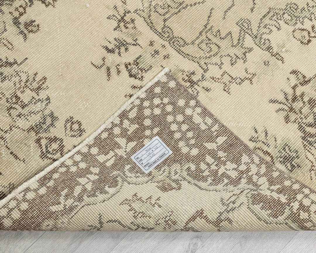 Beige Turkish Oushak Rug 3' 11" x 7' 1" Hand-Knotted | No. VR83106