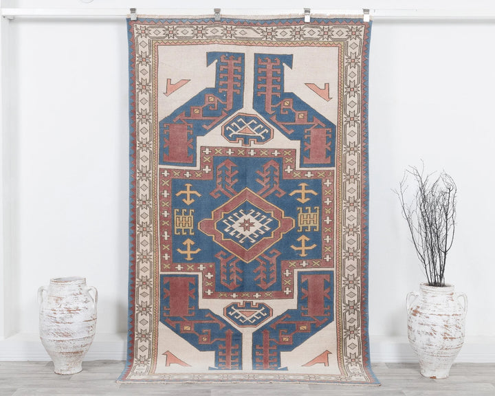 Multicolor Turkish Oushak Rug 4' 8" x 7' 7" Hand-Knotted | No. VR83149