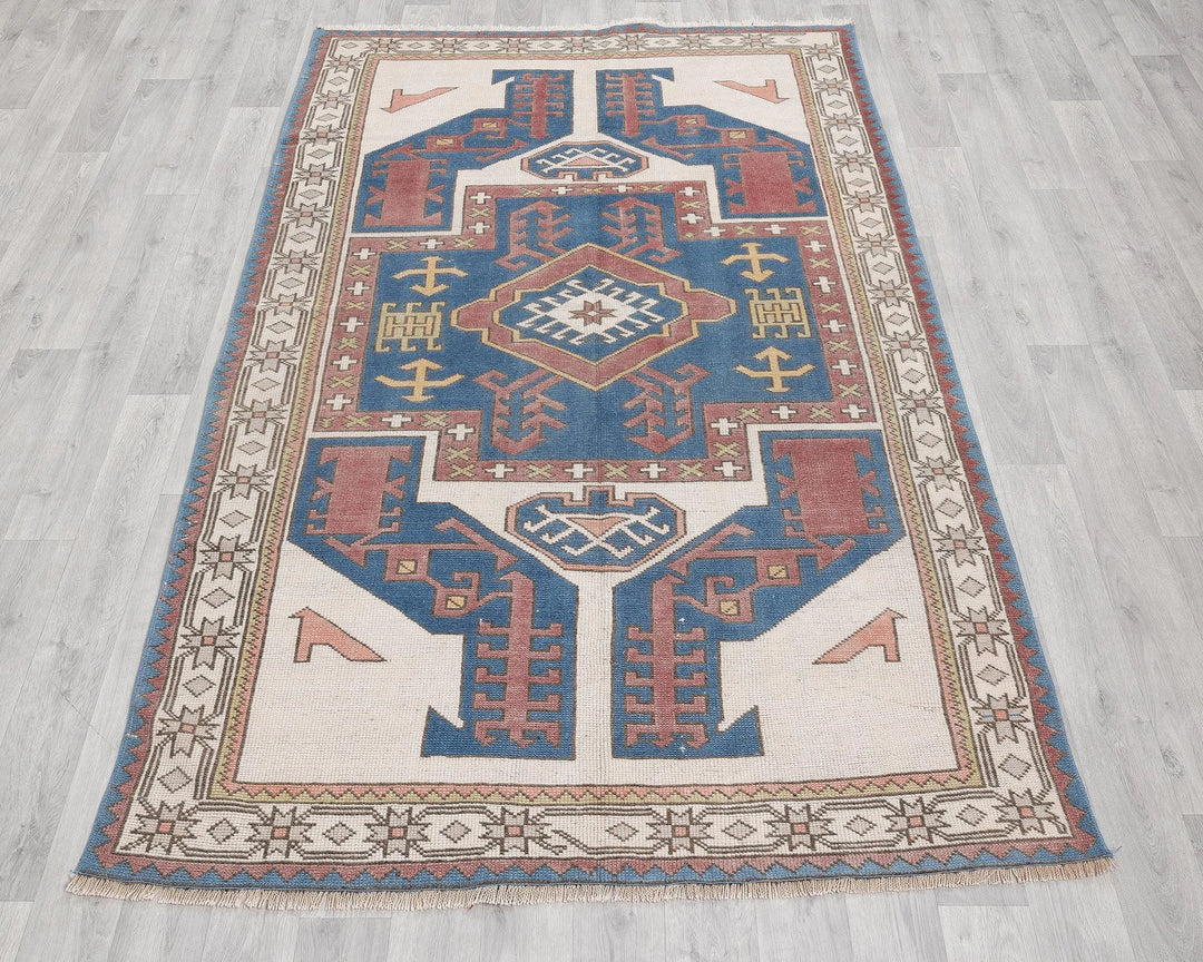 Multicolor Turkish Oushak Rug 4' 8" x 7' 7" Hand-Knotted | No. VR83149