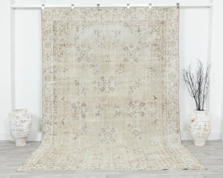 Beige Turkish Oushak Rug 6' 11" x 10' 4" Hand-Knotted | No. VR83299