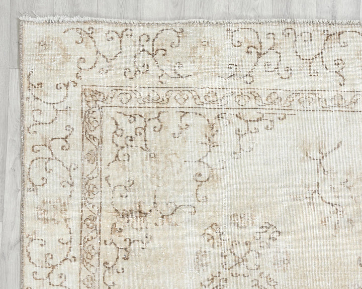 Beige Turkish Oushak Rug 6' 11" x 10' 4" Hand-Knotted | No. VR83299
