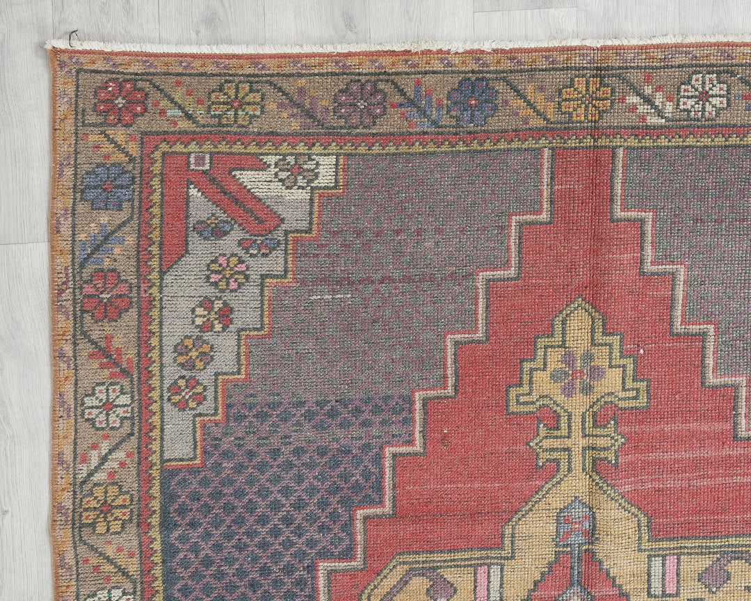 Rust Turkish Oushak Rug 4' 3" x 8' 10" Hand-Knotted border