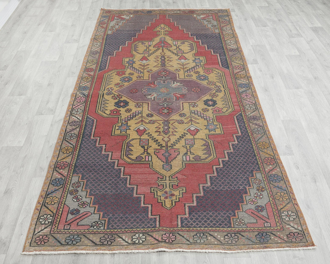 Rust Turkish Oushak Rug 4' 3" x 8' 10" Hand-Knotted reverse