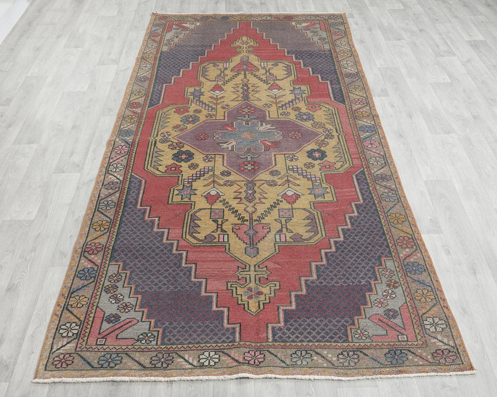 Rust Turkish Oushak Rug 4' 3" x 8' 10" Hand-Knotted reverse